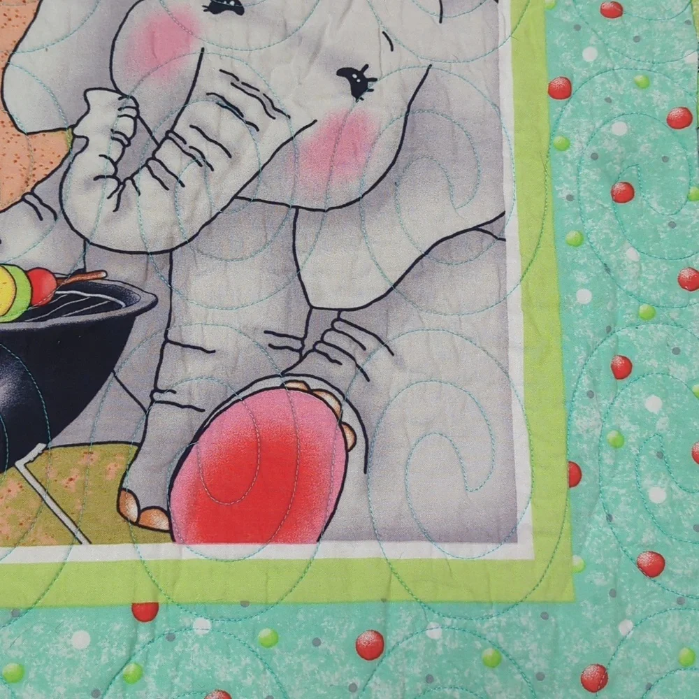 Adorable Zoo Animals Going Camping Handmade Baby Quilt Panda Elephant Zebra